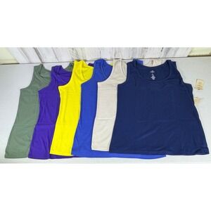 St Johns Bay Essential Tank Top Lot of 6 Multicolor 100% Cotton Layering NWT